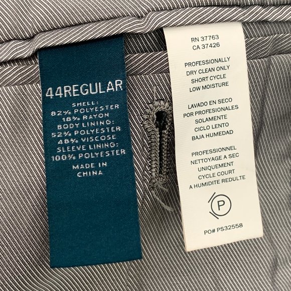 Perry Ellis Men's Gray Blazer 2 Button 44R Pockets Lined Business Long Sleeve - Picture 8 of 13